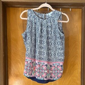 DR2 Sleeveless Top - Black and Pink Pattern